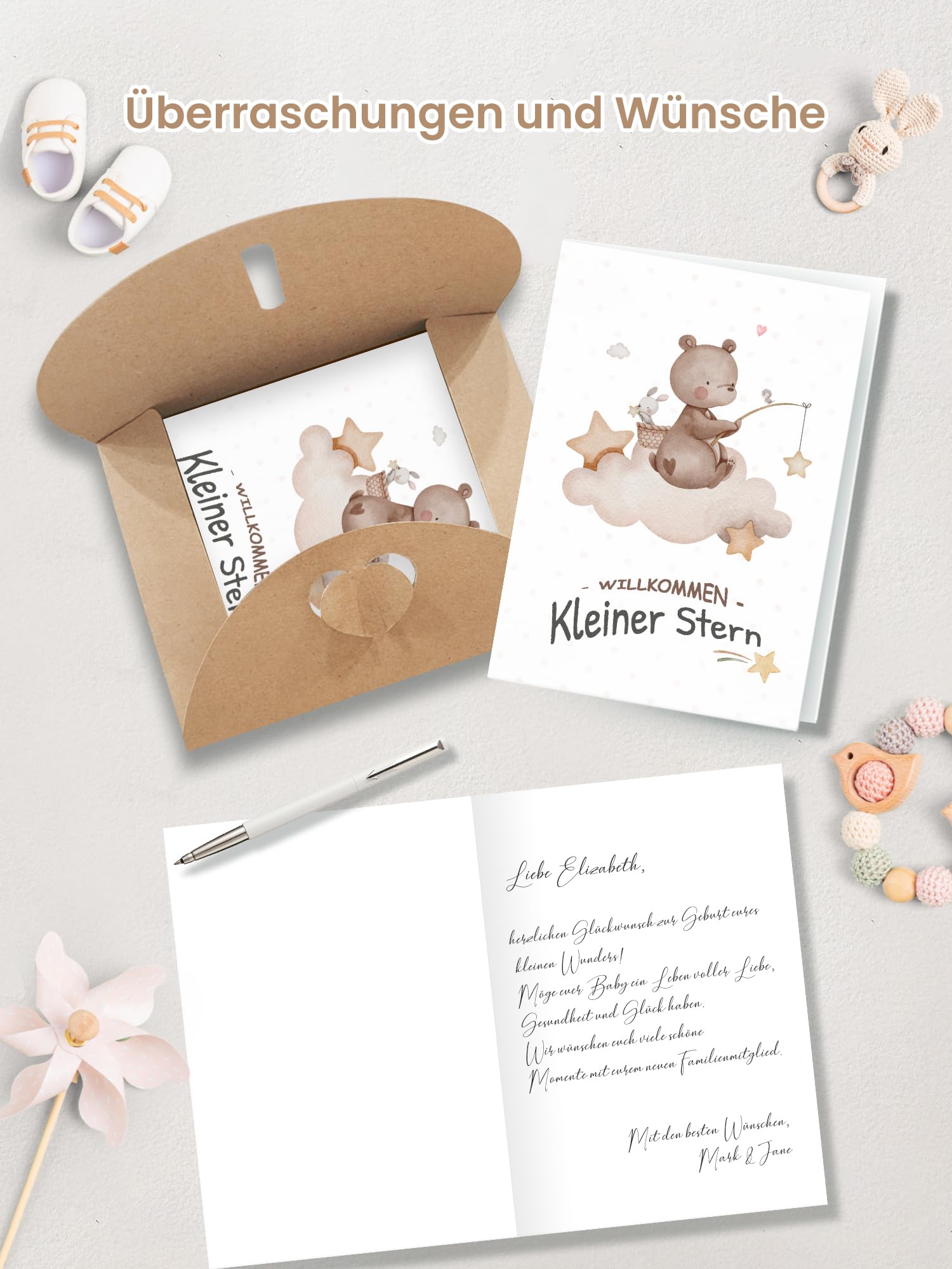 Produktbild von Personalisierte Karte Zur Geburt Für Jungen Und Mädchen | Postkarte DIN