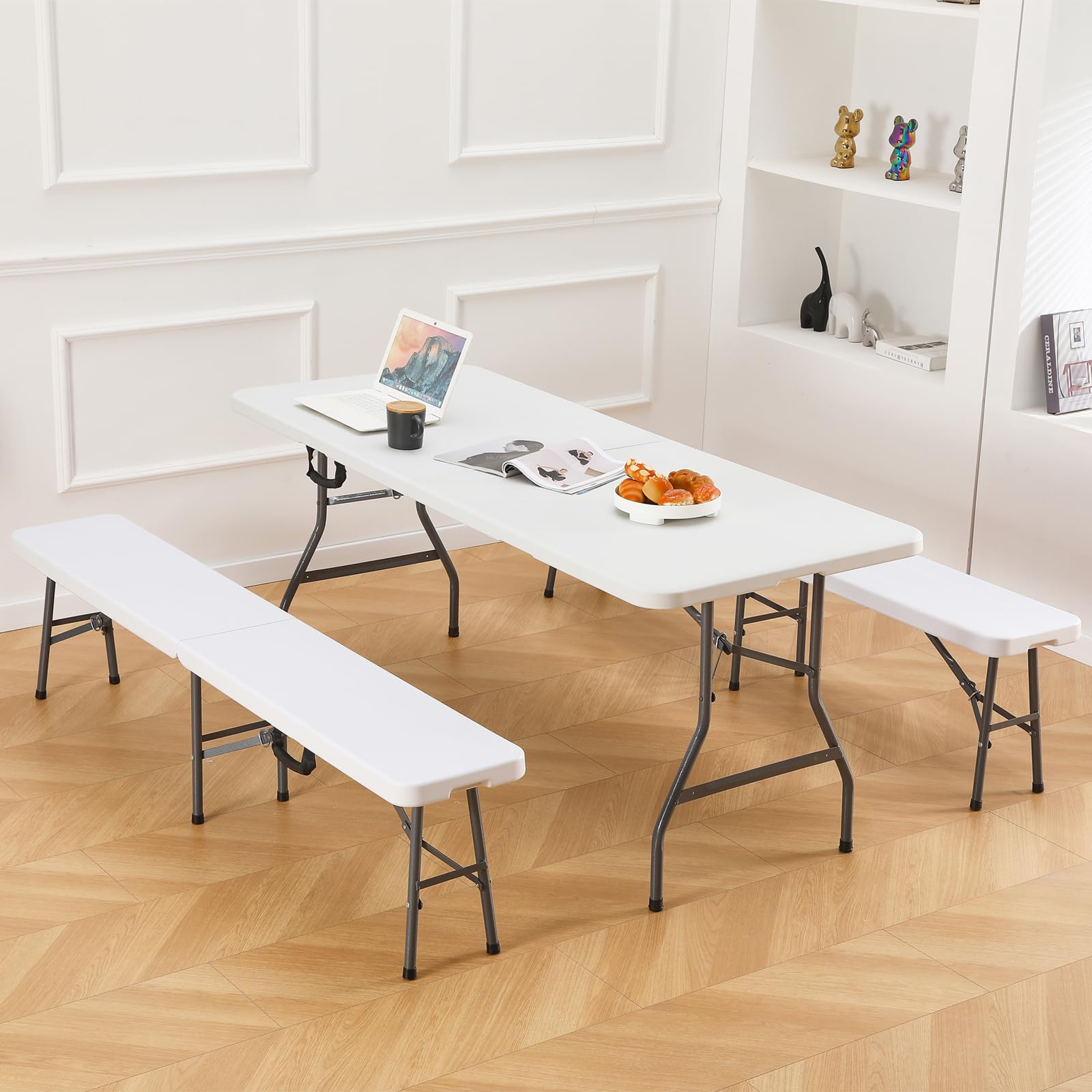 2 Pack 6ft Portable Folding Bench - Lightweight, Foldable Seating