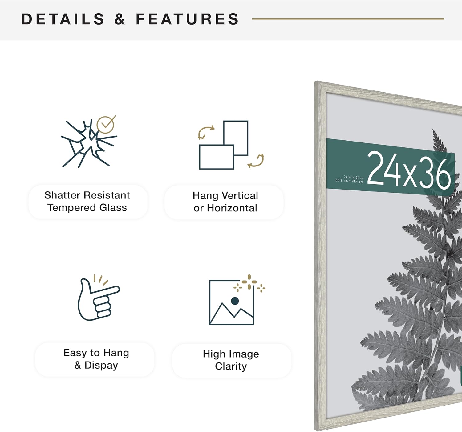 MCS Studio Gallery 24x36 Poster Frame Gray Woodgrain Engineered Wood, Vertical & Horizontal Wall Hanging Large Picture Frame for Photos, Posters & Art Prints (2-Pack)