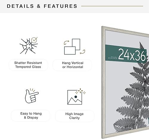 Vista 120 de MCS Studio Gallery Marco para póster de 16 x 24 pulgadas, imitación de veta de madera de color negro, colgar en horizontal o vertical, grande