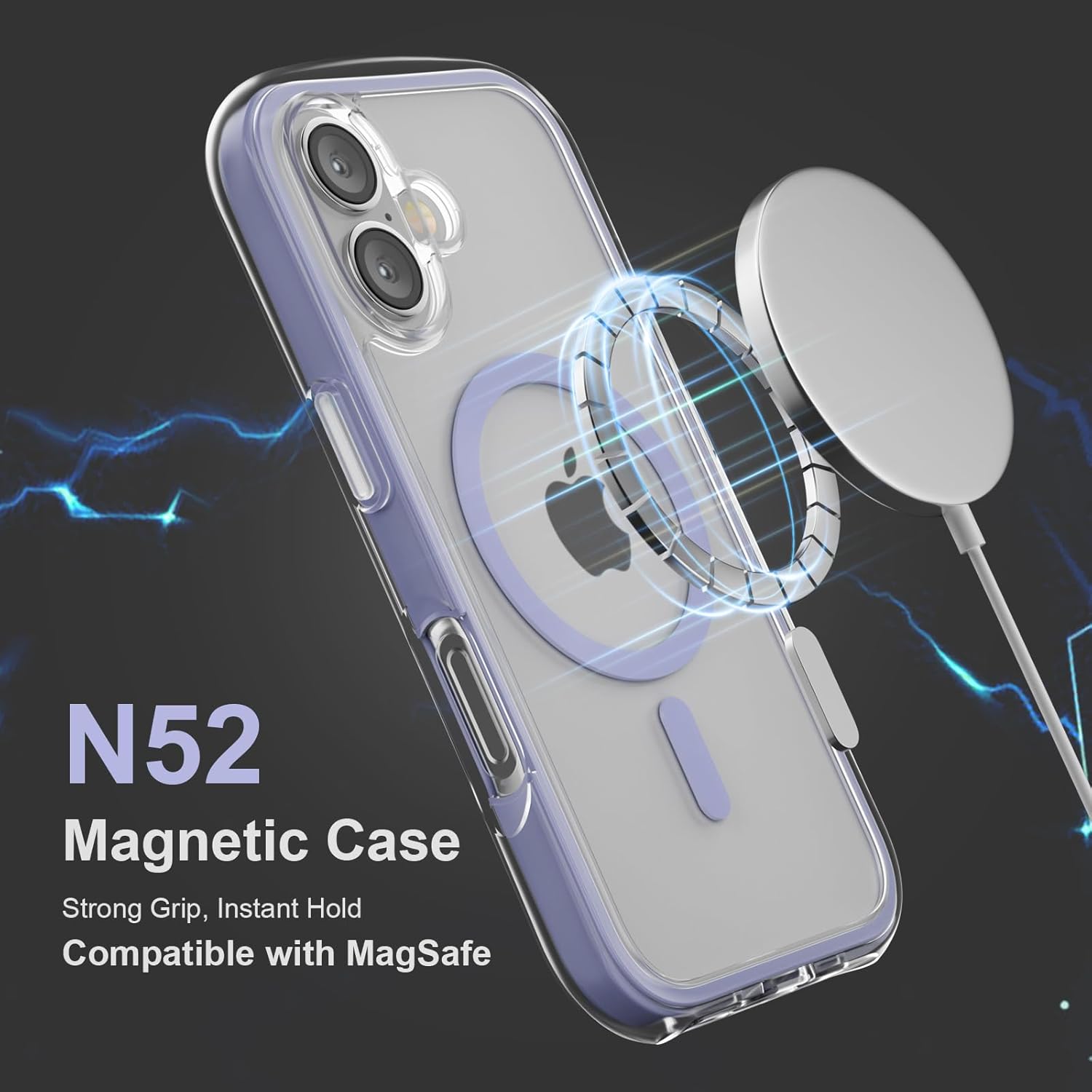 iPhone 17 Case, 360° Air Cushion Frame for Drop Protection, MagSafe Compatible, Slim Minimalist Design, Purple