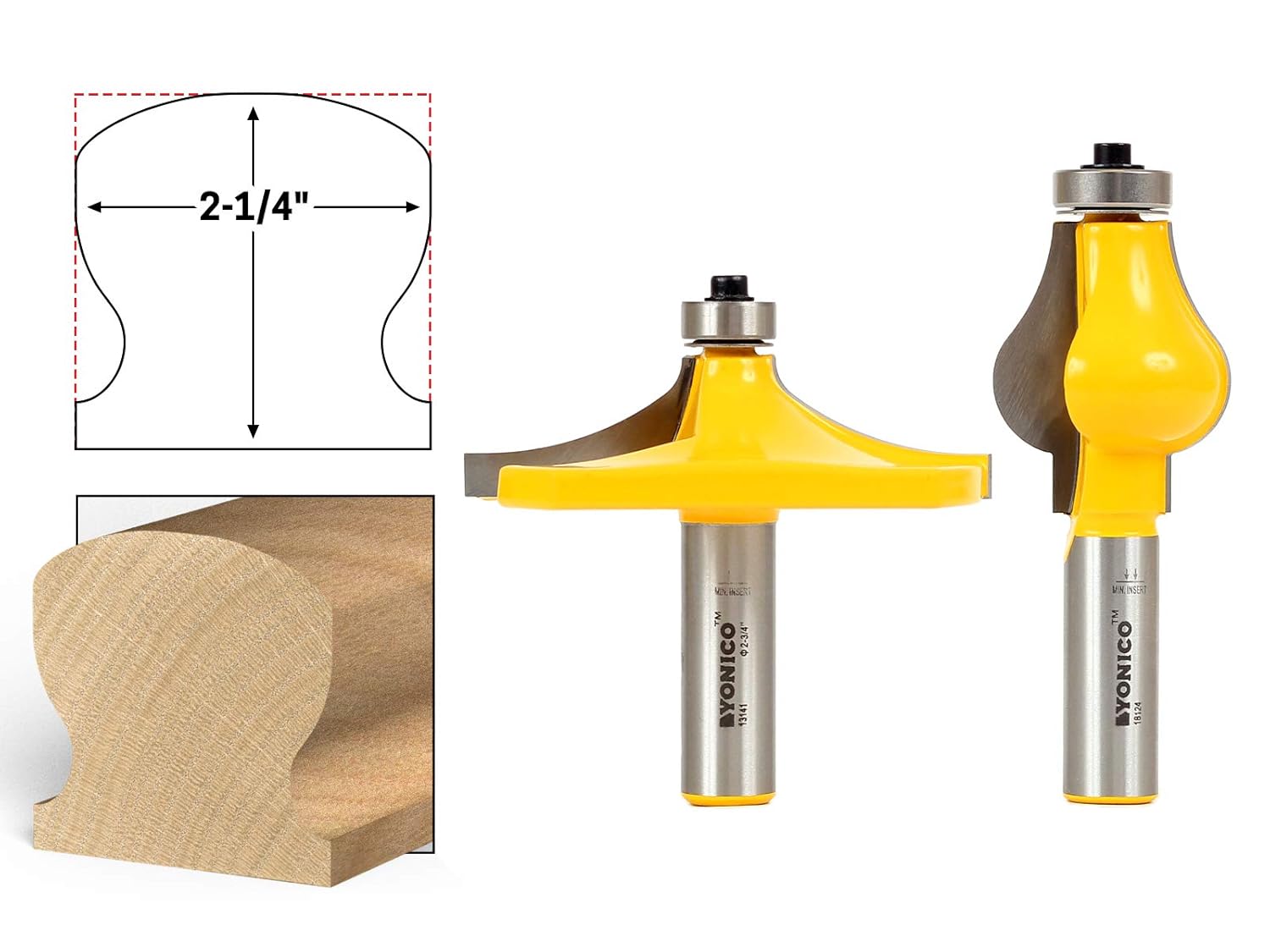 YONICO Handrail Molding Router Bits Set Thumbnail 1/2-Inch Shank 18224