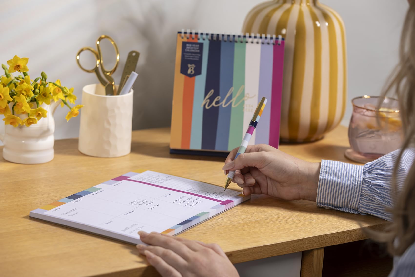 Planificateur De Repas Hebdomadaire Magnétique - Bloc à Pages Détachables Avec Listes De Courses - Design Florale