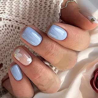 スクエアフラワーフェイクグルー 人工アクリル 12 サイズ 24 個 スティックオン レディース デザイン 付け爪用