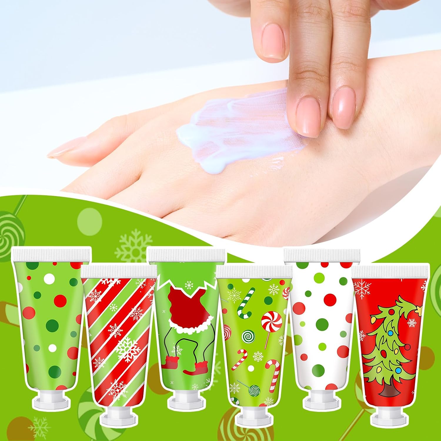 Leelosp 24 Pcs Red and Green Christmas Hand Cream Gift Bulk Green Funny Cartoon Mini Hand Lotion Travel Size Moisturizer Cream for Christmas Stocking Stuffers Gifts Calendar Advent Holiday Favors image 2