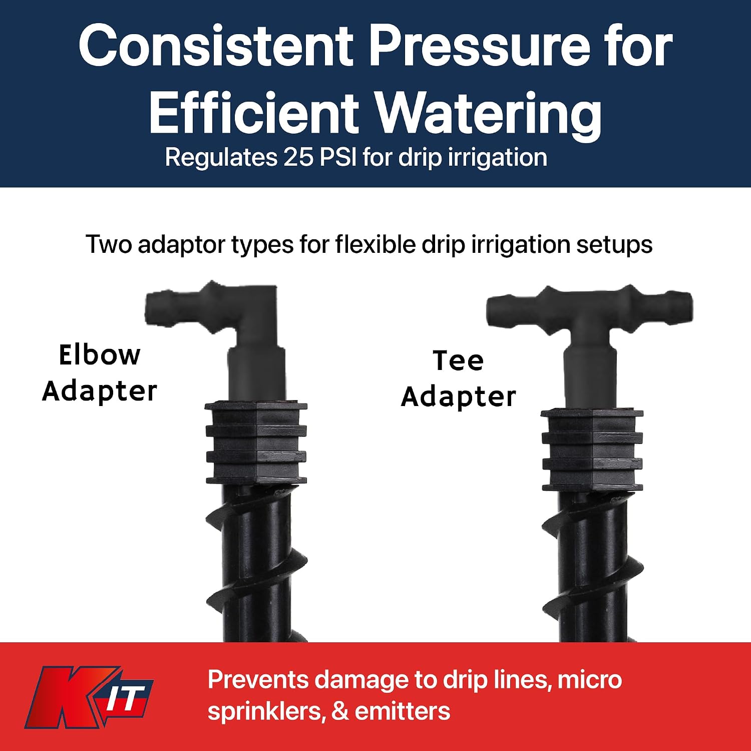 K-IT KDRIP-IT Stake Irrigation, 25 PSI Preset, 4-Pack, 3/4" Hose Thread