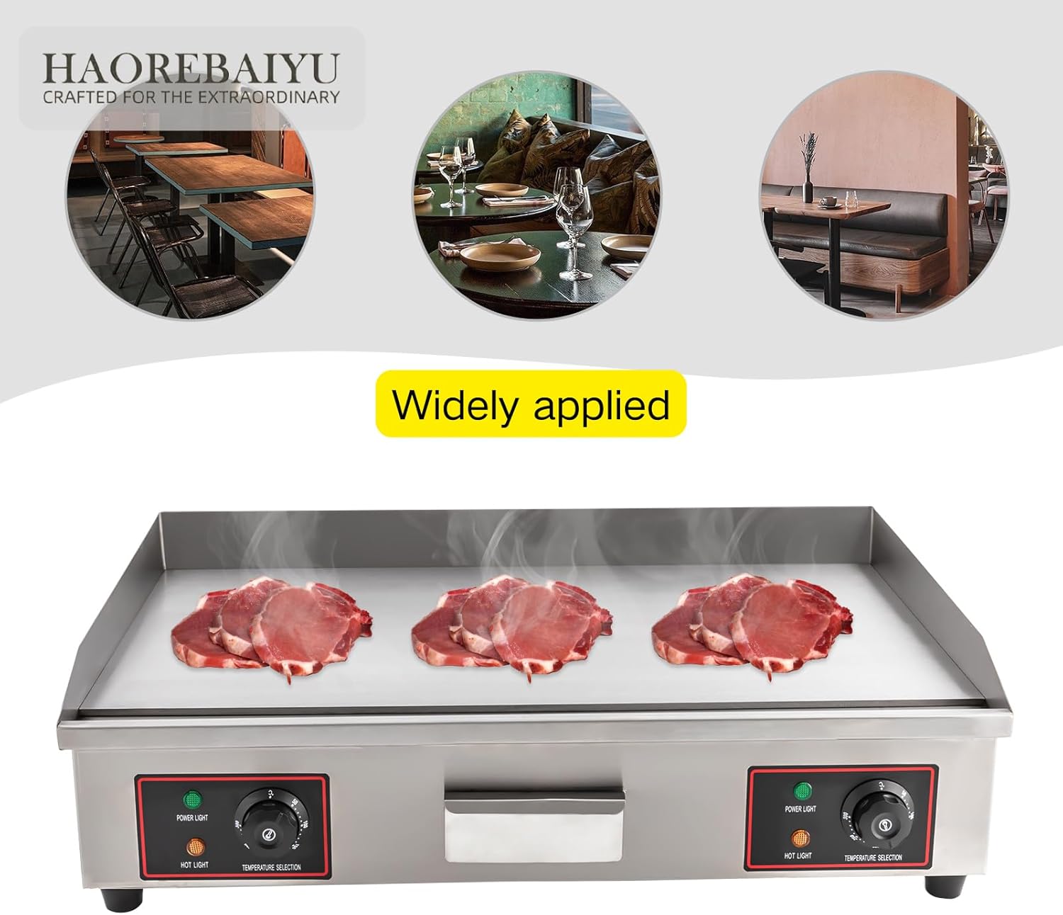 29 Inch 3000W Commercial Electric Griddle, Flat Top Grill with Dual Adjustable Temperature Control 122-572°F, Stainless Steel Heavy Duty Countertop Griddle for Restaurant, Food Truck, Pancake, Burger