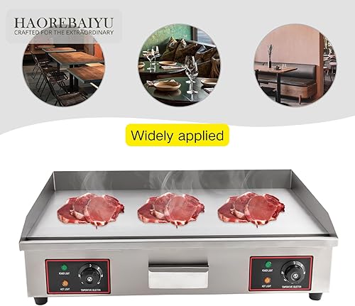Miniatura 8 de Plancha eléctrica comercial de 30 pulgadas 3000 W, plancha superior plana con control ajustable de 122-572 °F, parrilla de restaurante de acero