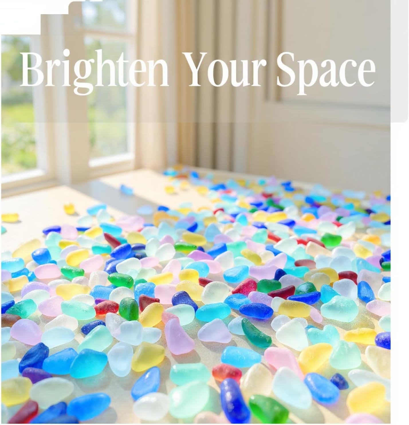 Kg Colorful Sea Glass Stones, 0.79-.57 In Frosted Glass Pebbles, Aquarium Rocks For Home Decor, Beach Themed Decoration