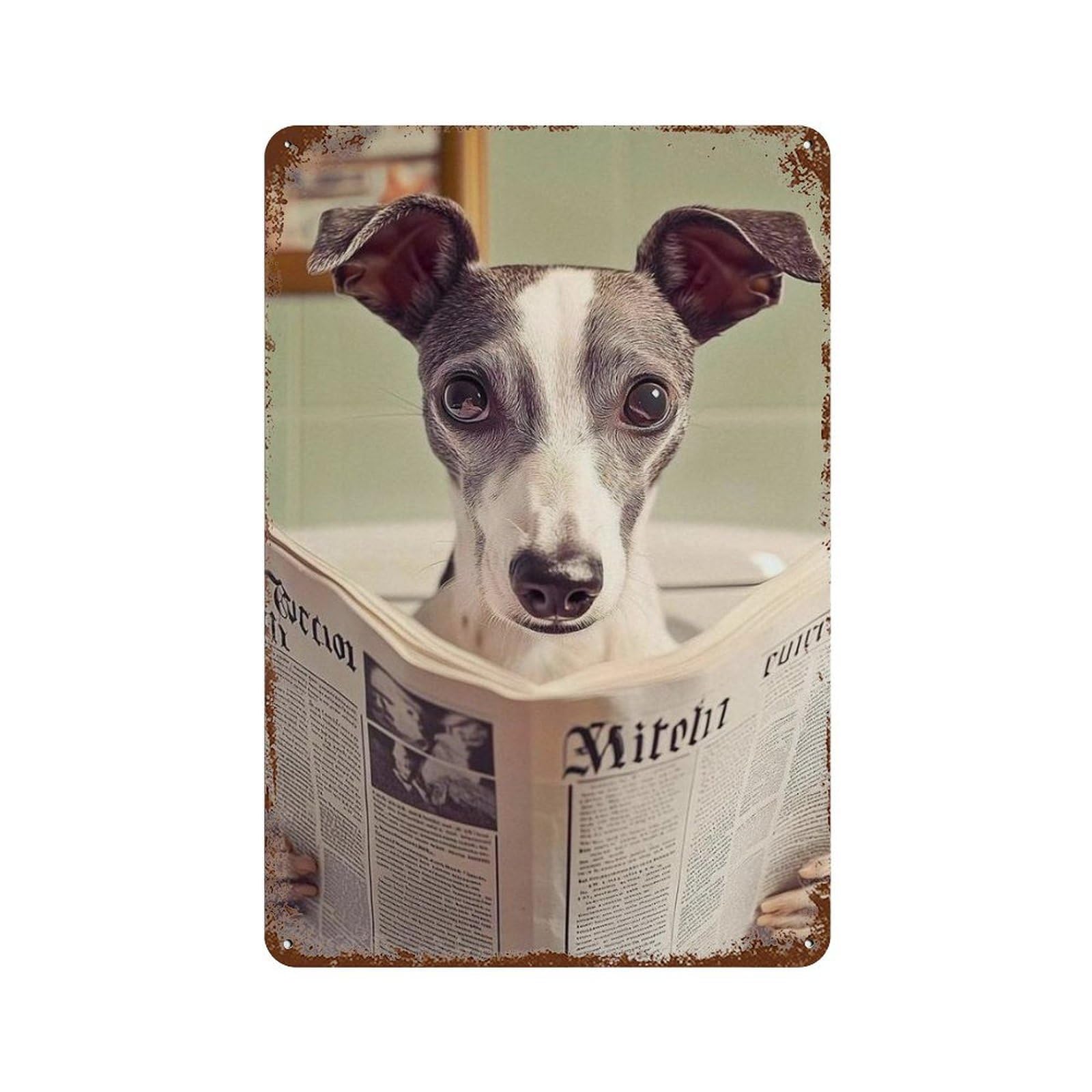 xiaoxiaoshen Dog Reading Newspaper Wall Decor Art Metal Tin Poster Modern Home Decor Art Home Bar Shop Decorations Vintage Sign 30x20cm