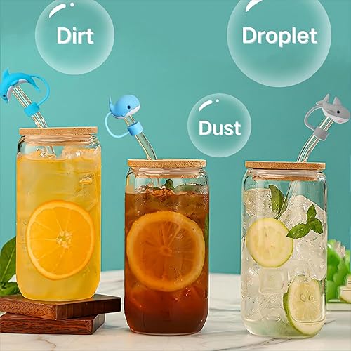 Miniatura 3 de 3 tapas de popote para copa Stanley, 0.394 in, 0.4 pulgadas, de silicona, lindos animales marinos, para accesorios de copa Stanley, vaso de 30 y 40