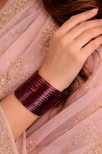 Raahive Pack of 24 Transparent Maroon Jelly Bangles – Durable, Lightweight &amp; Trendy Bangles for Women and Girls | Perfect ...