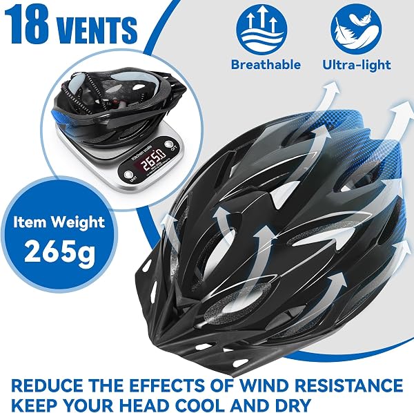 Adult Bike Helmet for Men and Women with LED Lights (3 Modes), Lightweight, Adjustable, Removable Visor, Mountain Bike, Road, Stylish Design, 58-62cm - 2