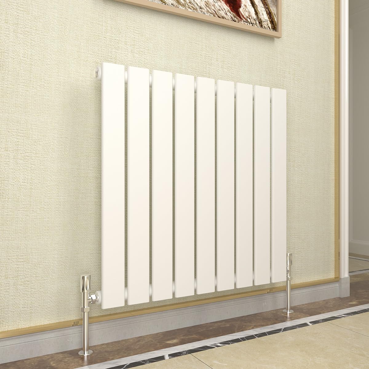 Radiador horizontal blanco de diseño de panel plano de 600 x 612 mm, rejillas de calefacción central modernas