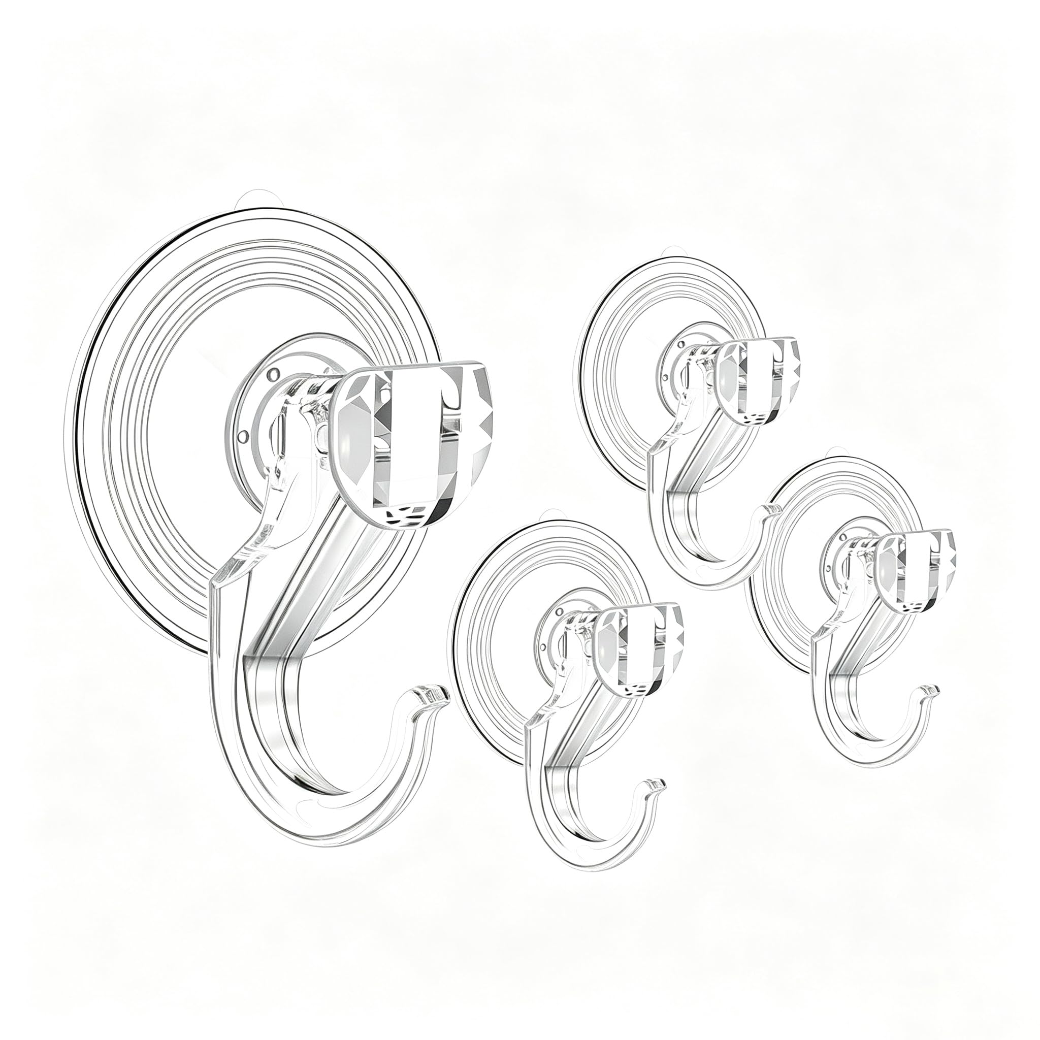 Stami Plet Transparent 4 Pack Wreath Hangers For Front Door, Extra Large Suction Cup Hooks, Heavy Duty 1.9" Hooks For Easter Garland, No Tools, No Damage Wreath Holder For Glass Windows Shower, Hold Up To 18 Lbs