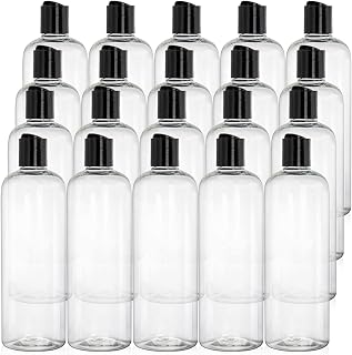 Peohud 20 Pack 16oz BPA-Free Clear Plastic Squeeze Bottles with Disc Top Flip Caps - Refillable Travel Containers for Shampoo, Lotion, Soap