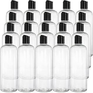 Peohud 20 Pack 16oz Clear Plastic Empty Bottles with Disc Top Flip Caps, Refillable Shampoo Bottles, Squeezable Travel Containers for Lotions, Cosmetics, Liquid Body Soap, Creams, BPA Free