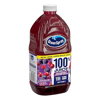 Ocean Spray 100% Juice Cranberry Grape Juice Blend, 64 Fl Oz Bottle (Pack of 8)
