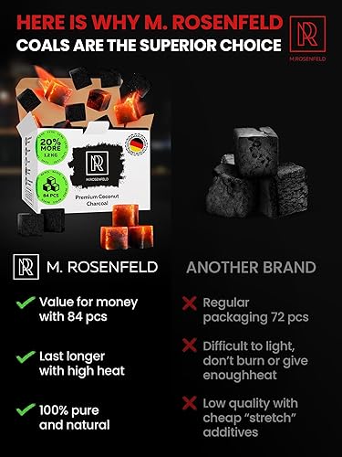 Miniatura 4 de M. ROSENFELD 84 unidades de carbón de narguile de alta calidad para cachimba de coco para cachimba de coco cubos de 0.98 pulgadas  84 piezas  2.6