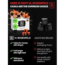 Hookah Charcoal Hookah Coals Coconut - XL Pack 84 Count & 1.2 KG (2.6 lbs) - Premium Quality 25mm (1x1x1 in) - 100% Natural Coconut Coals for Hookah Cubes - NOT Quick Light