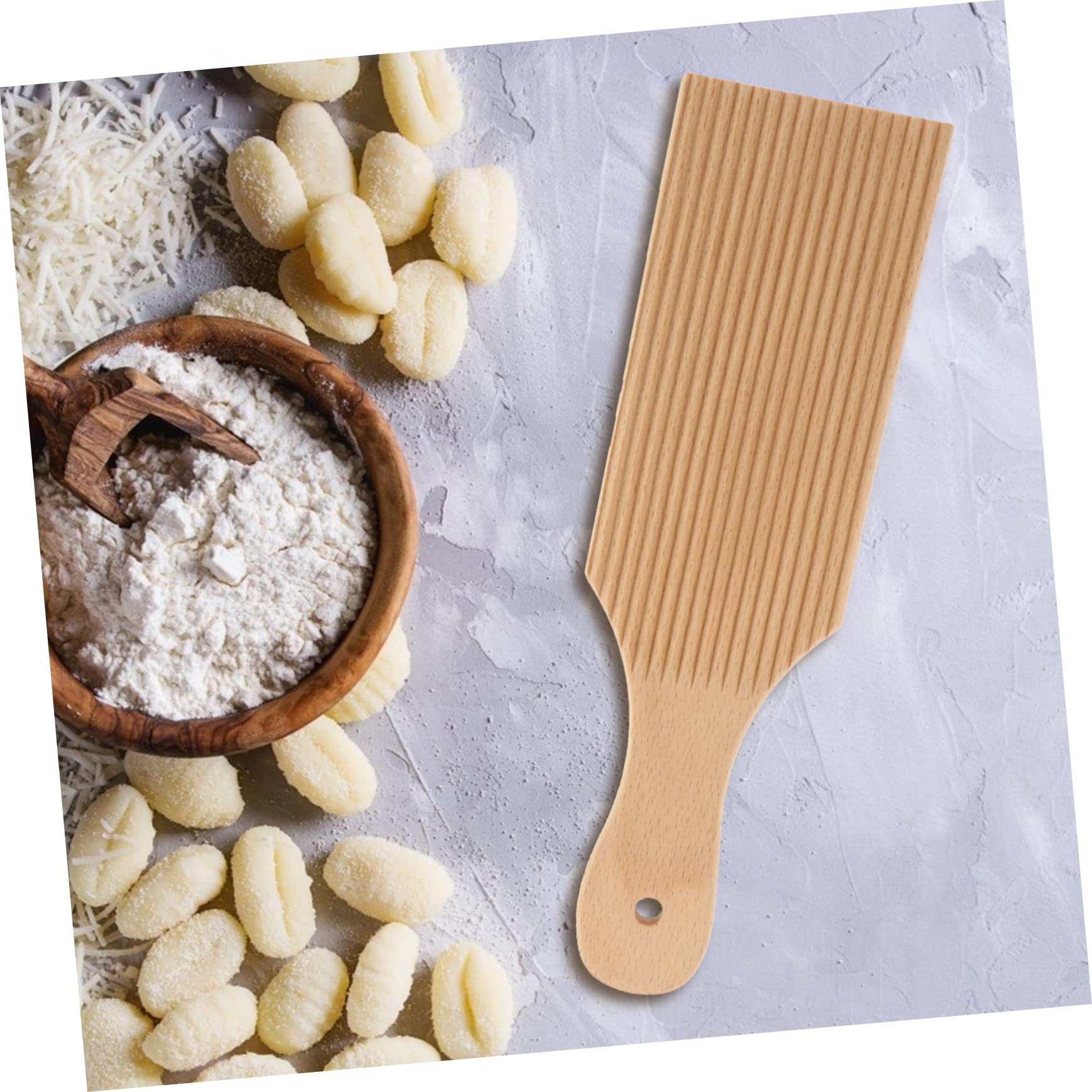 Mobestech 1Pc Wood Pasta Board Shaping Mold Kitchen Gadget for Spaghetti Noodles Handle for Home Cafes Log Color Design