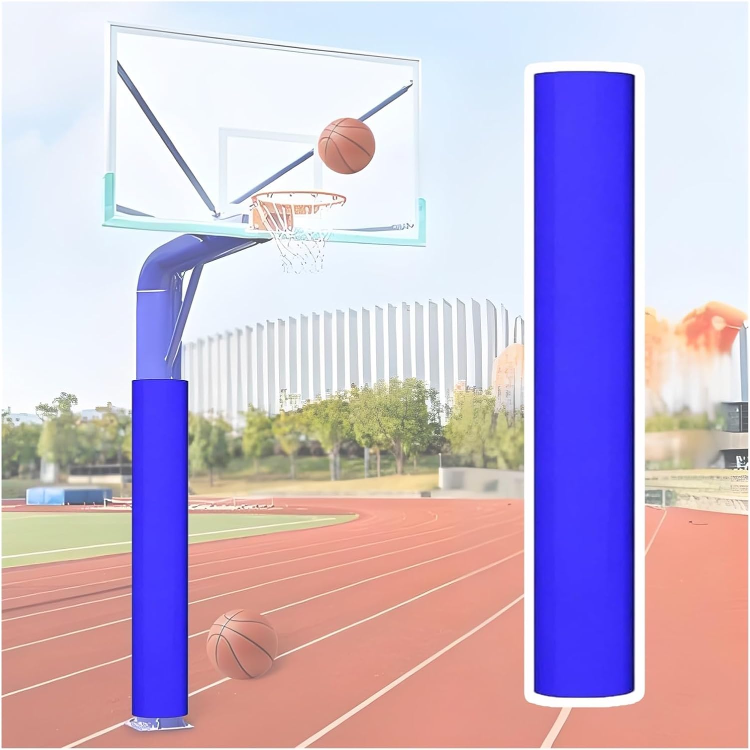 Round Basketball Pole Pad,Wraparound Parking Lot Post Pads,All-Weather Playground Column Buffer Padding