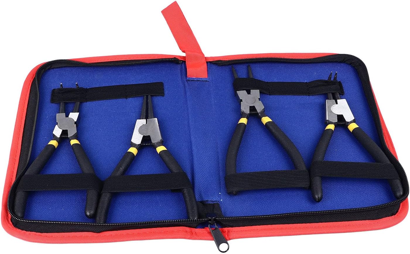 Snap Ring Pliers Set Circlip Pliers Retaining Ring Pliers 4Pcs Premium Steel Construction with Straight Bent Jaws for Repair Maintenance Woodworking Metalworking Crafting DIY