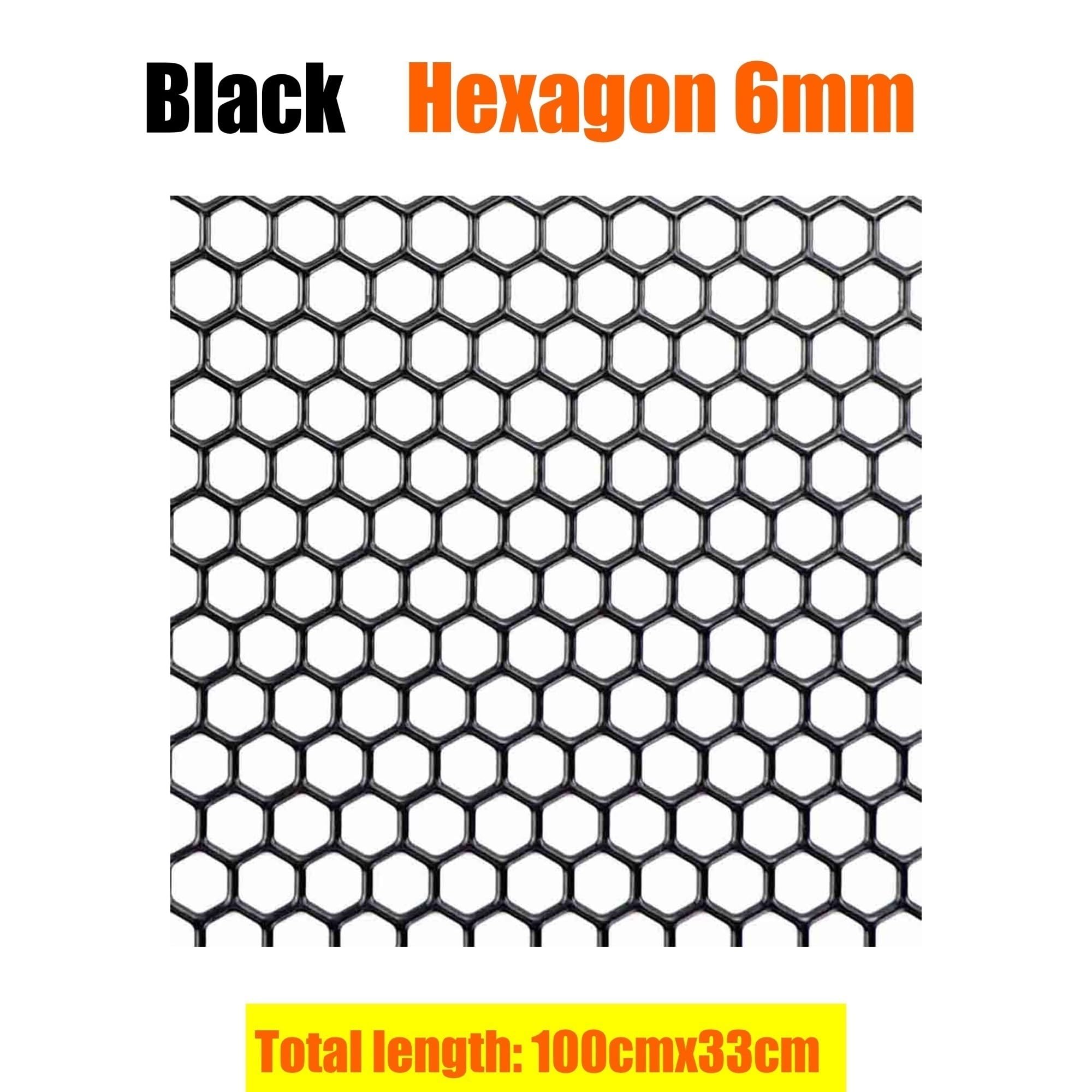 100x33cm Aluminiowa kratka zderzaka samochodu wyścigowego Siatka kratki wentylacyjnej Czarny Srebrny Czerwony Niebieski Tuning Protector Dom Ogród atrapa chłodnicy(BK Hexagon 6x6mm)