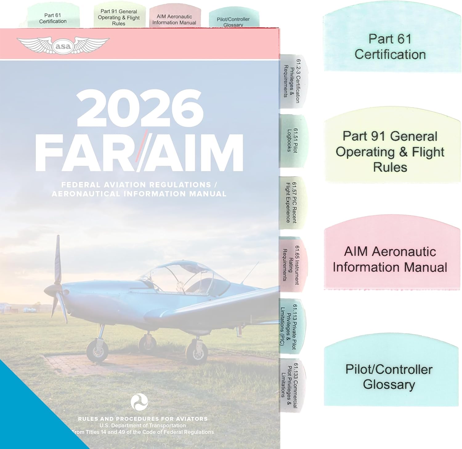 Tabs for FAR/AIM 2026/2025 for Certified Flight Instructor - CFI - 75 tabs