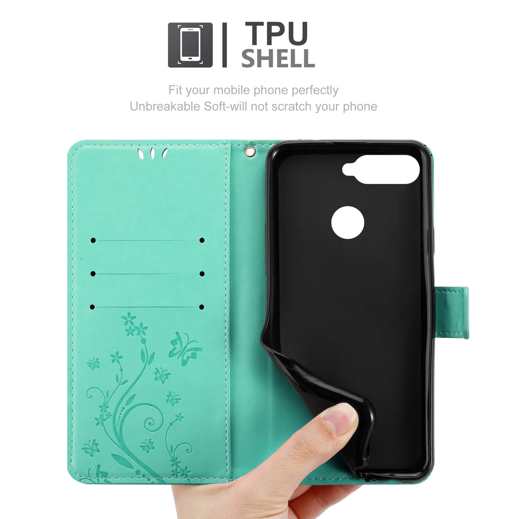 Cadorabo Custodia Libro Per LG K10 2018 - Fiori Turchesi Con Chiusura Magnetica, Portafoglio Con 3 Slot E Funzione Stand