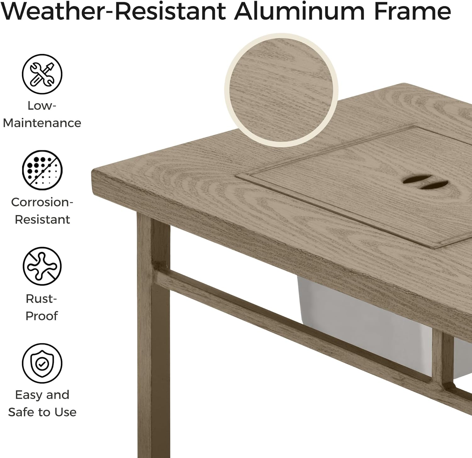 Green4ever Aluminum Propane Fire Pit Table, 47" 50,000 BTU Multifunctional Fire Table with CSA Certification, 4.5 Gallons Ice Bucket, and Lava Rocks, 3-in-1 Coffee Table for Outdoor Patio, Khaki