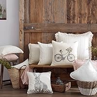 Vista 6 de Laura Ashley Inicio - Almohada con cierre de sobre, elegante decoración del hogar para cama o sofá (blanco Annabella, 18 x 18 pulgadas)