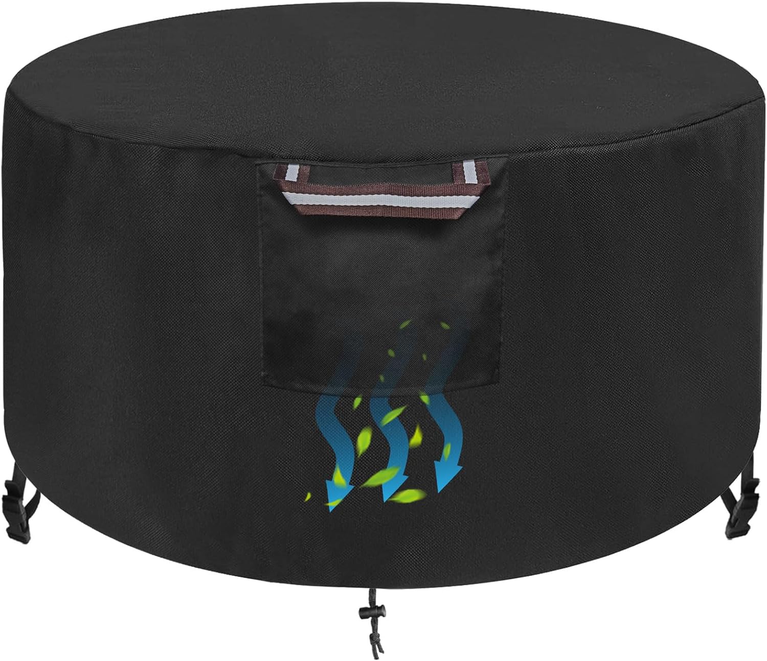 WICKTICK Round Fire Pit Cover 36 x 25 Inch, Waterproof & 600D Heavy Duty Patio Firepit Table Covers, Fits 36, 35, 34, 33, 32, 30 inches Fire Tables / Bowls