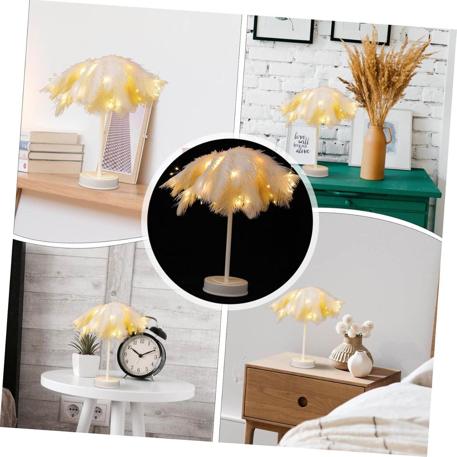 STOBOK 1pc Led Remote Control Decorative Night Lamp Delicate Copper Wire Table Lamp White for Home Decor Compact for Bedroom and Party Use