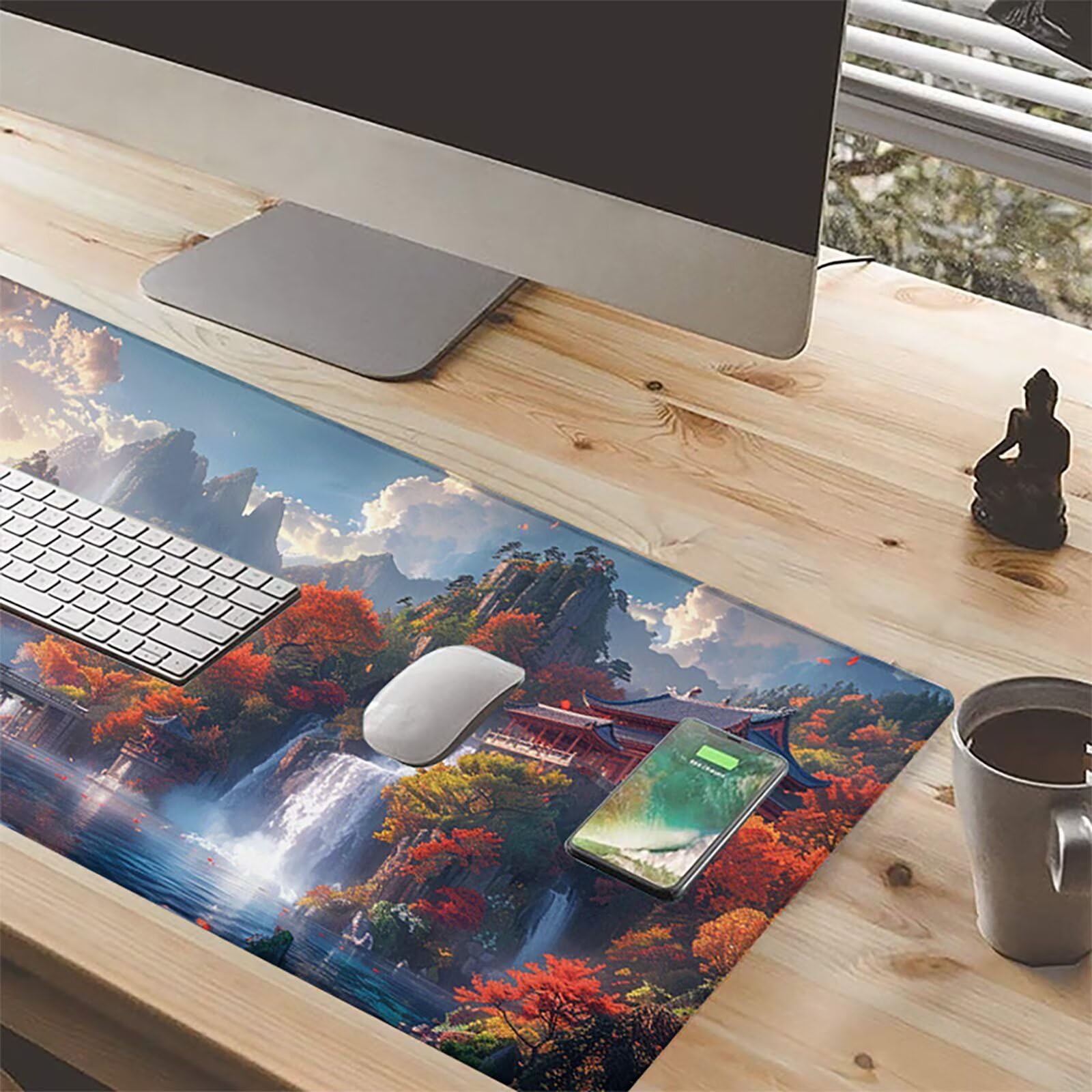 Caer Alfombrilla Ratón Gaming XXL 1500 x 800 mm, Alfombrilla Gaming Amarillo Mousepad con Base de Goma Antideslizante, Impermeable Desk Mat para Teclado y Raton, Accesorios Gaming, Regalos 7-C