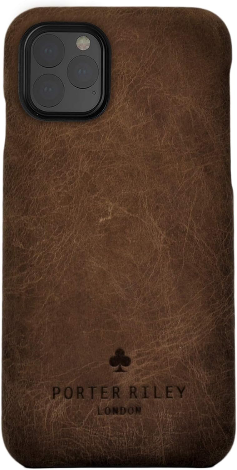 Porter Riley - Leather Case for iPhone 11 Pro (5.8"). Premium Genuine Leather Slimline Back Case (Chocolate Brown)