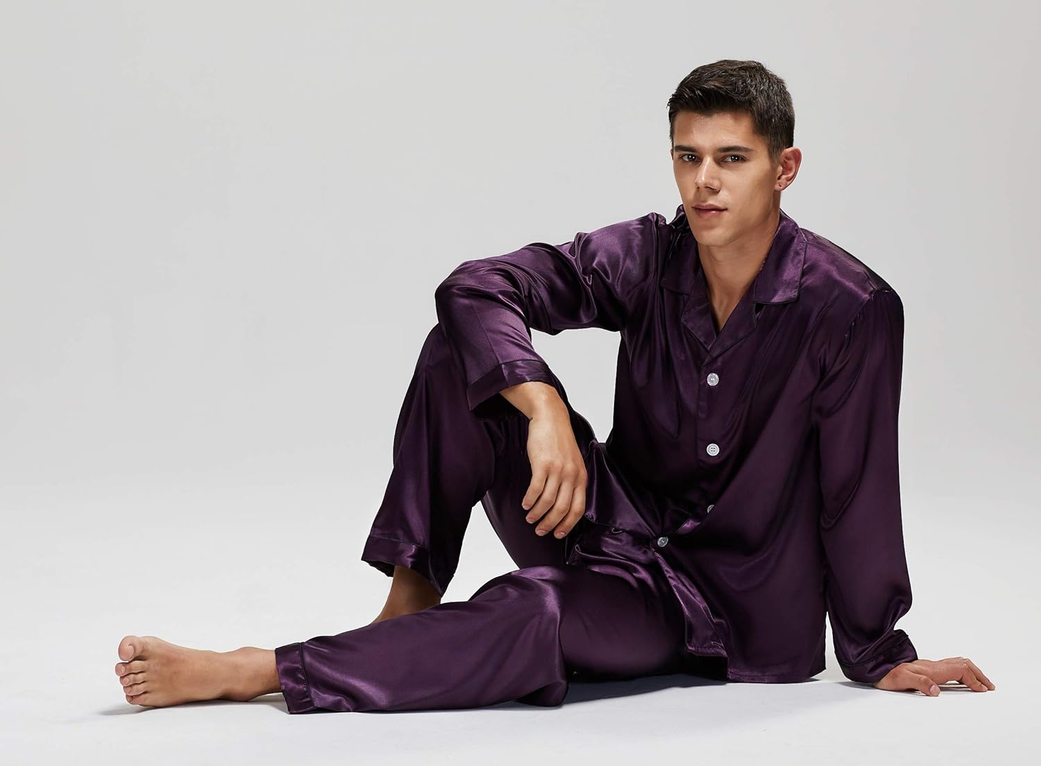 TONY & CANDICE Men's Classic Satin Pajama Set Sleepwear - Image 6