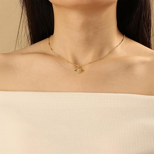 Miniatura 2 de Collar contra el mal de ojo para mujer, chapado en oro de 18 quilates, con dije de ojo turco de la suerte, collar de ojo azul turco para mujer