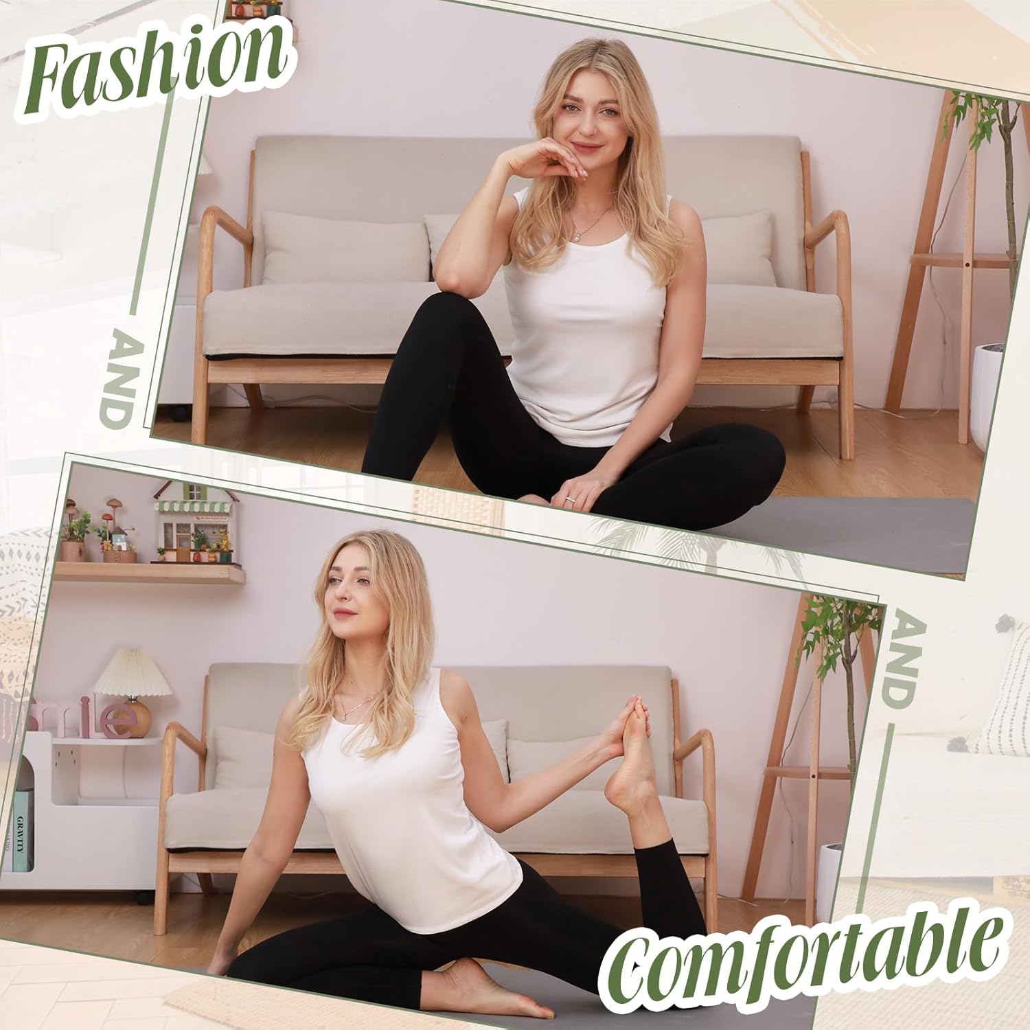 Women Thermal Tank Top - Loose Fit Plus Size Thick Warm Sleeveless Warm Fleece Lined Camis Underwear Top Base Layer - Image 4