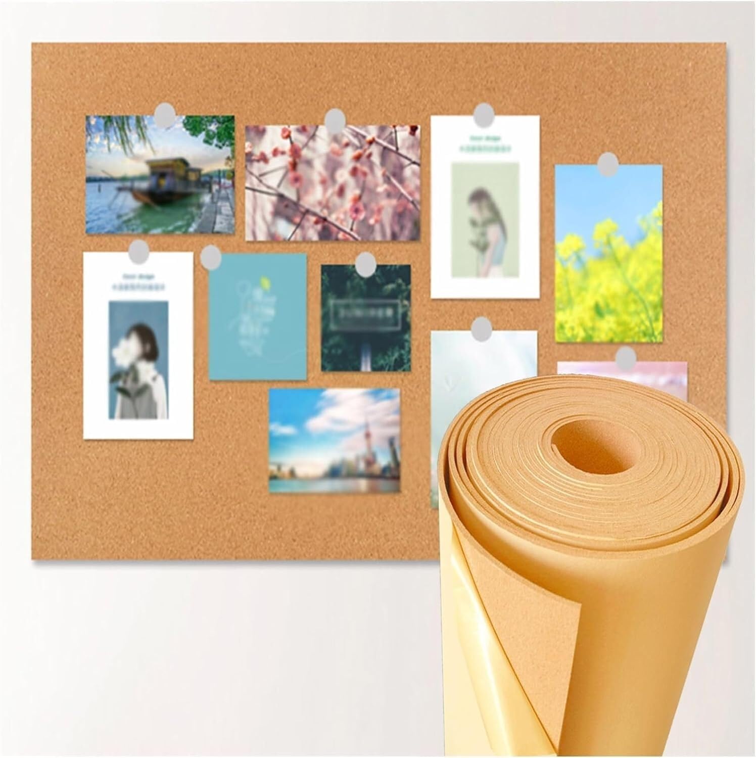 Cork Board Self Adhesive Cork Boards Roll, Peel and Stick Photo Decors Wall Mat for Furnitures & DIY Projects, Easy to Cut for Office & Home Decor (Color : Brown, Size : 1.22x2.46m(10MM))
