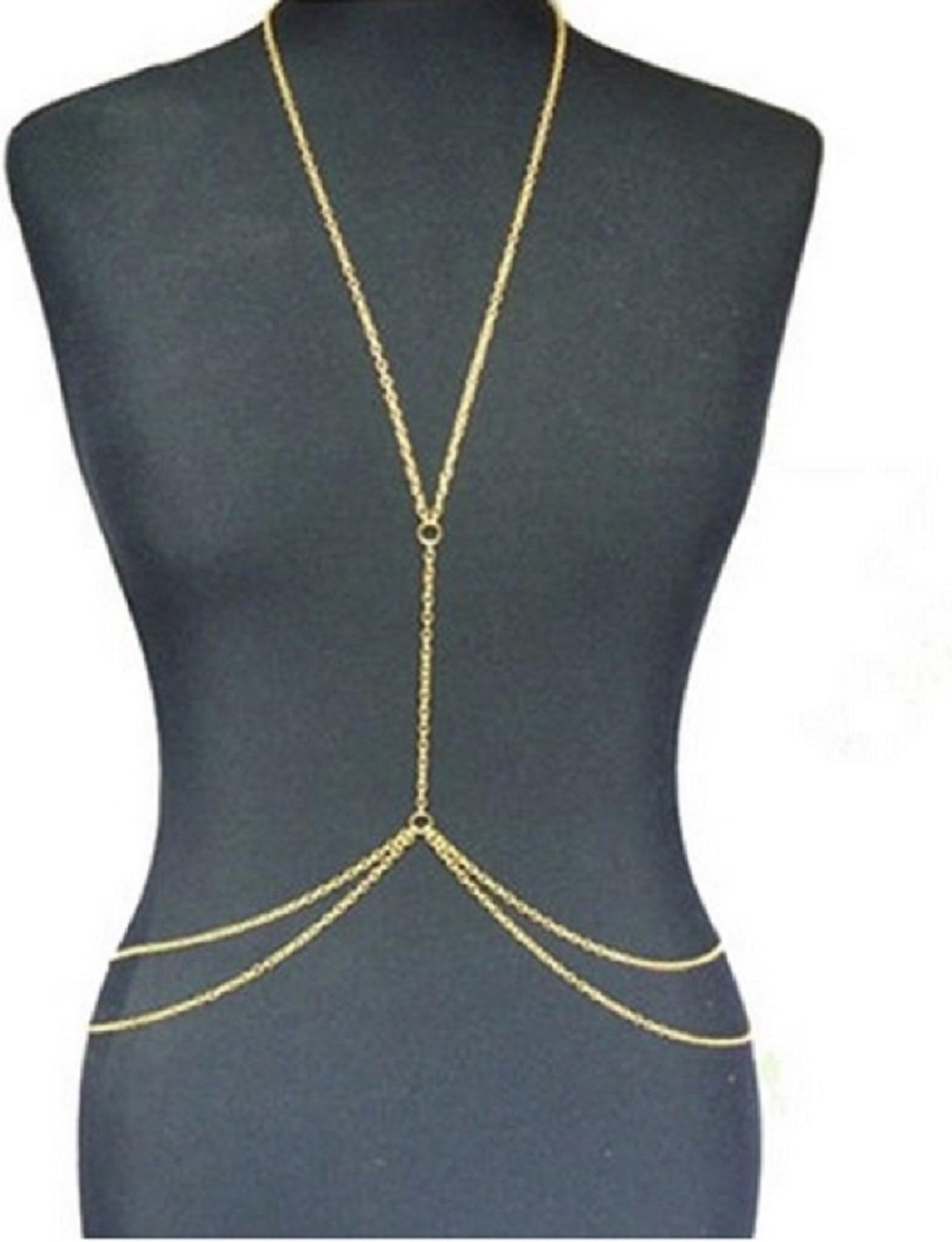 SheClub® Ladies Sexy Fashion Golden Belly Waist Chain Bikini Beach Harness necklace body chain