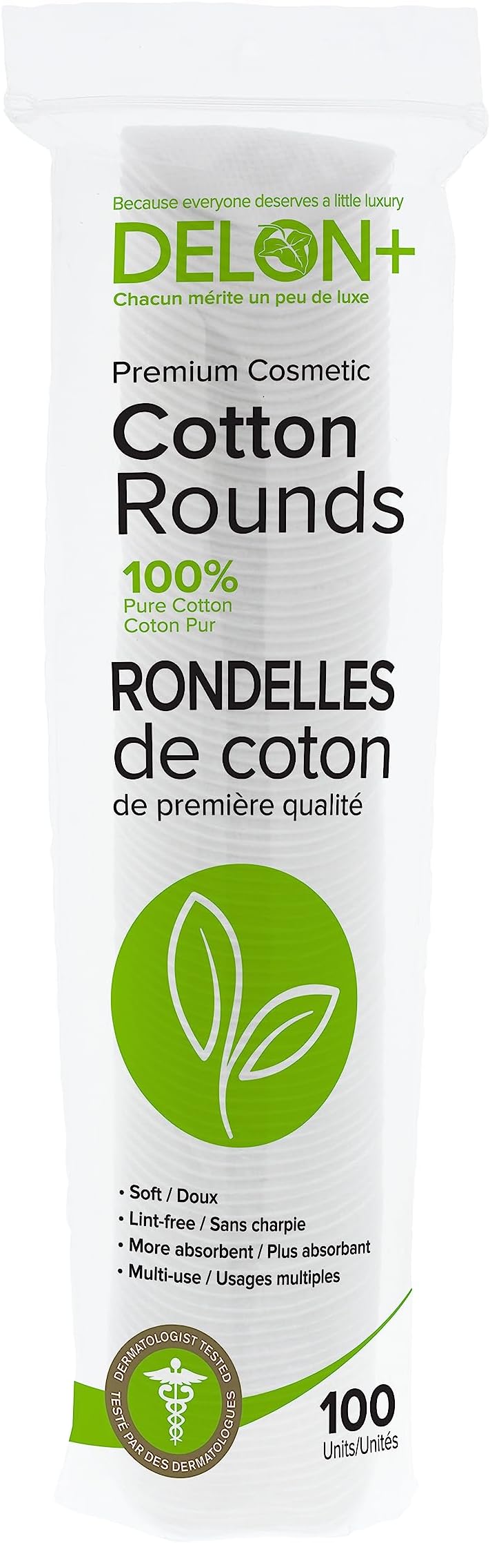 Premium Cosmetic Cotton Rounds (1x100 Count Stacks)