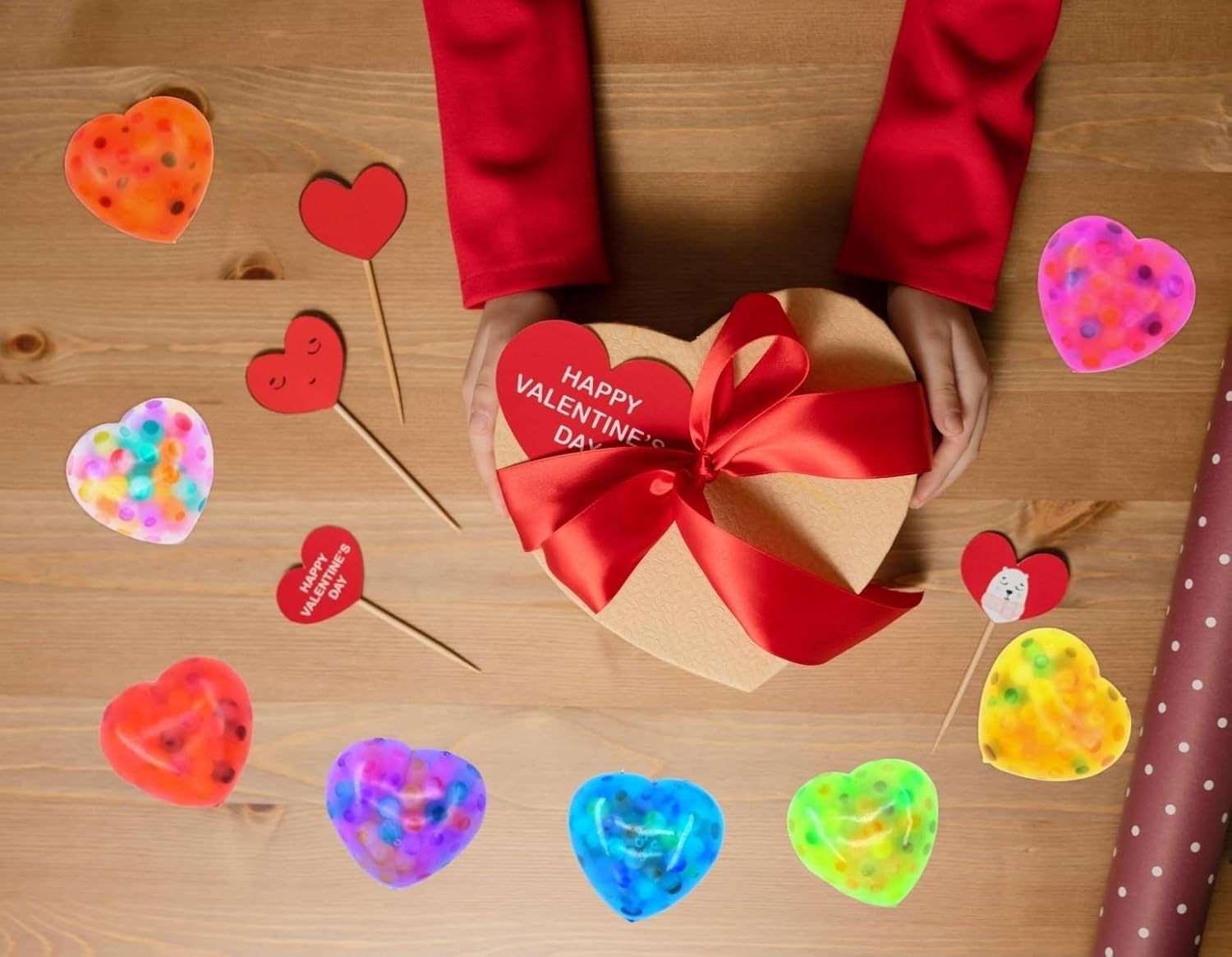 8 Pack Valentines Day Stress Balls, Heart Squeeze Balls Squishies Fidget Toys for Valentines Party Favor Classroom Valentines Card Prizes Gifts