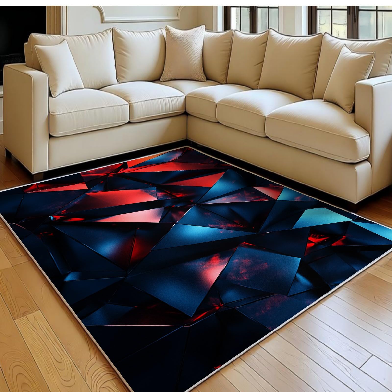 Tapis facile d'entretien lavable 120 x 180 cm bleu foncé