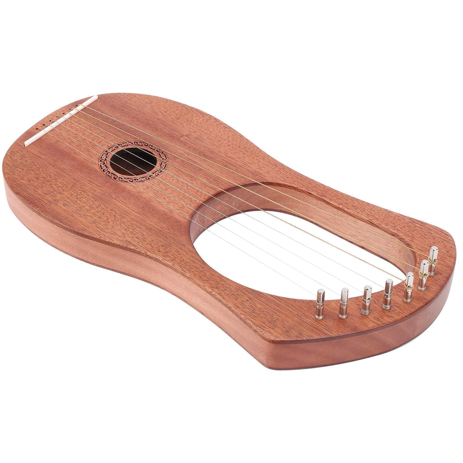 Arpa de lira Arpa peque?a port¡§¡étil Palisandro Cuerda estable duradera Llave giratoria port¡§¡étil Madera 7 Instrumento de Arpas Instrumentos de cuerda