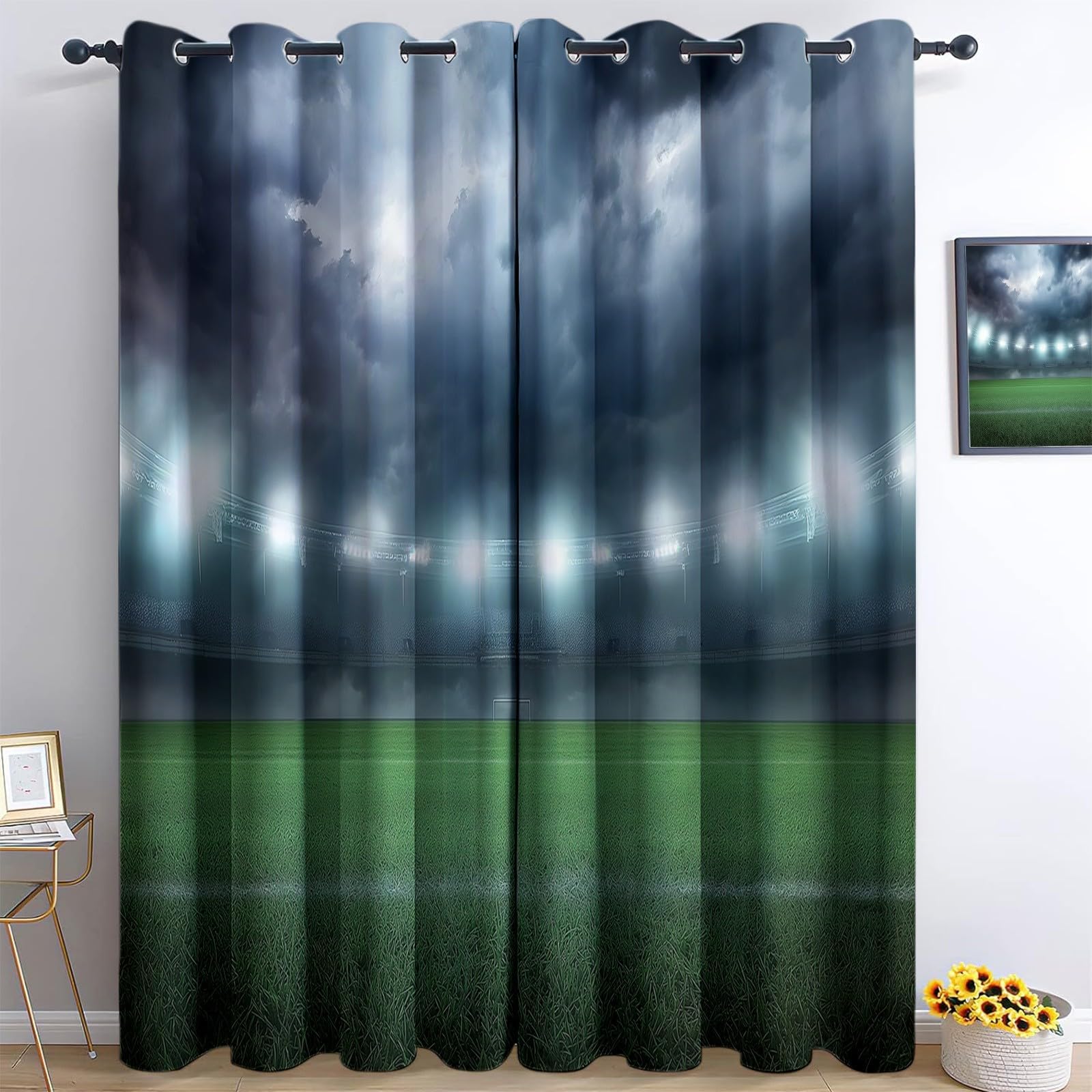 Rideaux occultants football anti-froid et thermiques pour chambre enfant