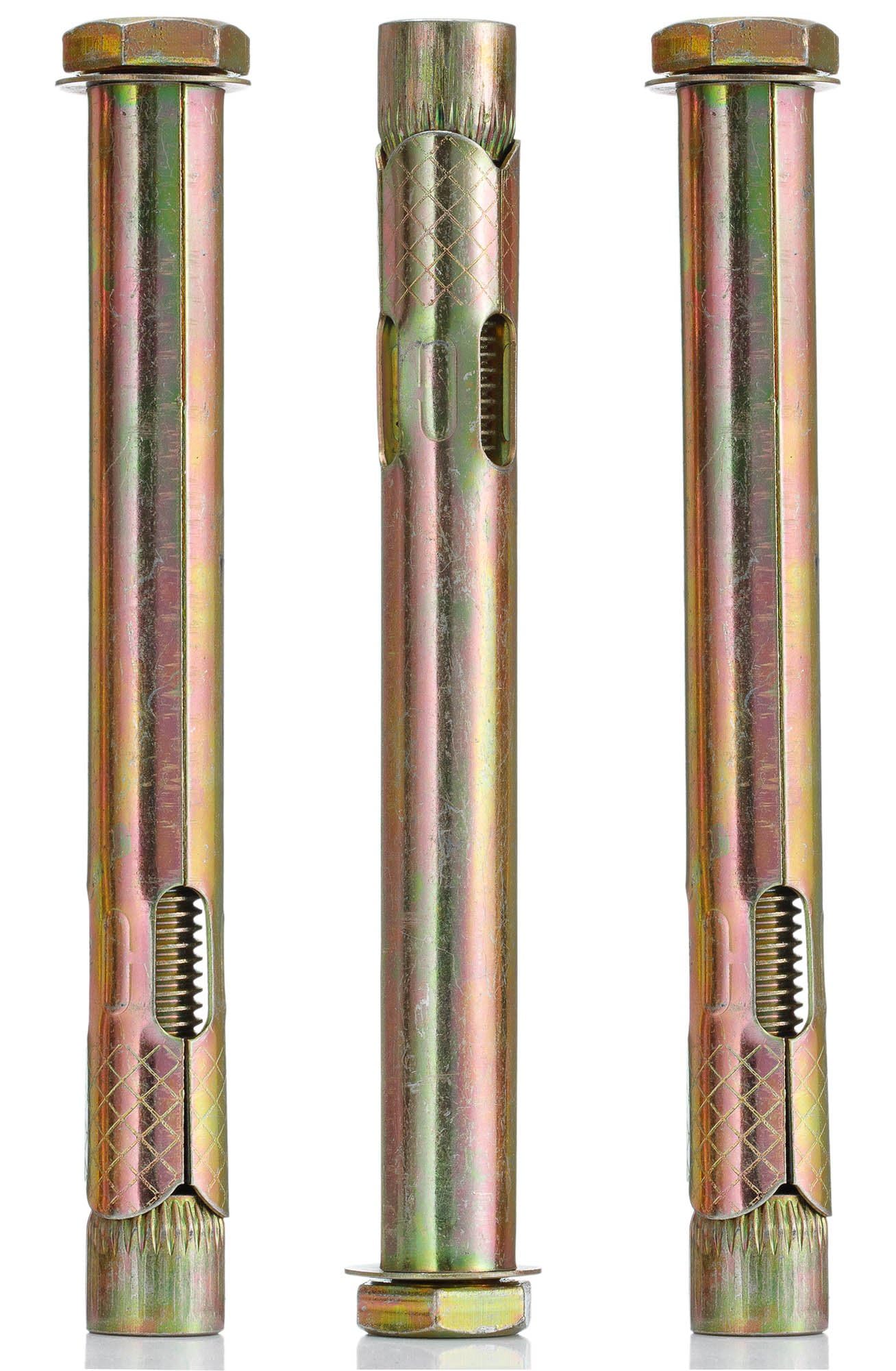 YoiYee M12 x 150mm Sleeve Anchor — Use 16mm Drill Bit — Heavy Duty Ground Anchor Bolts for Concrete Brick Stone Masonry — Zinc Plated Steel — 2 Pack — image 1