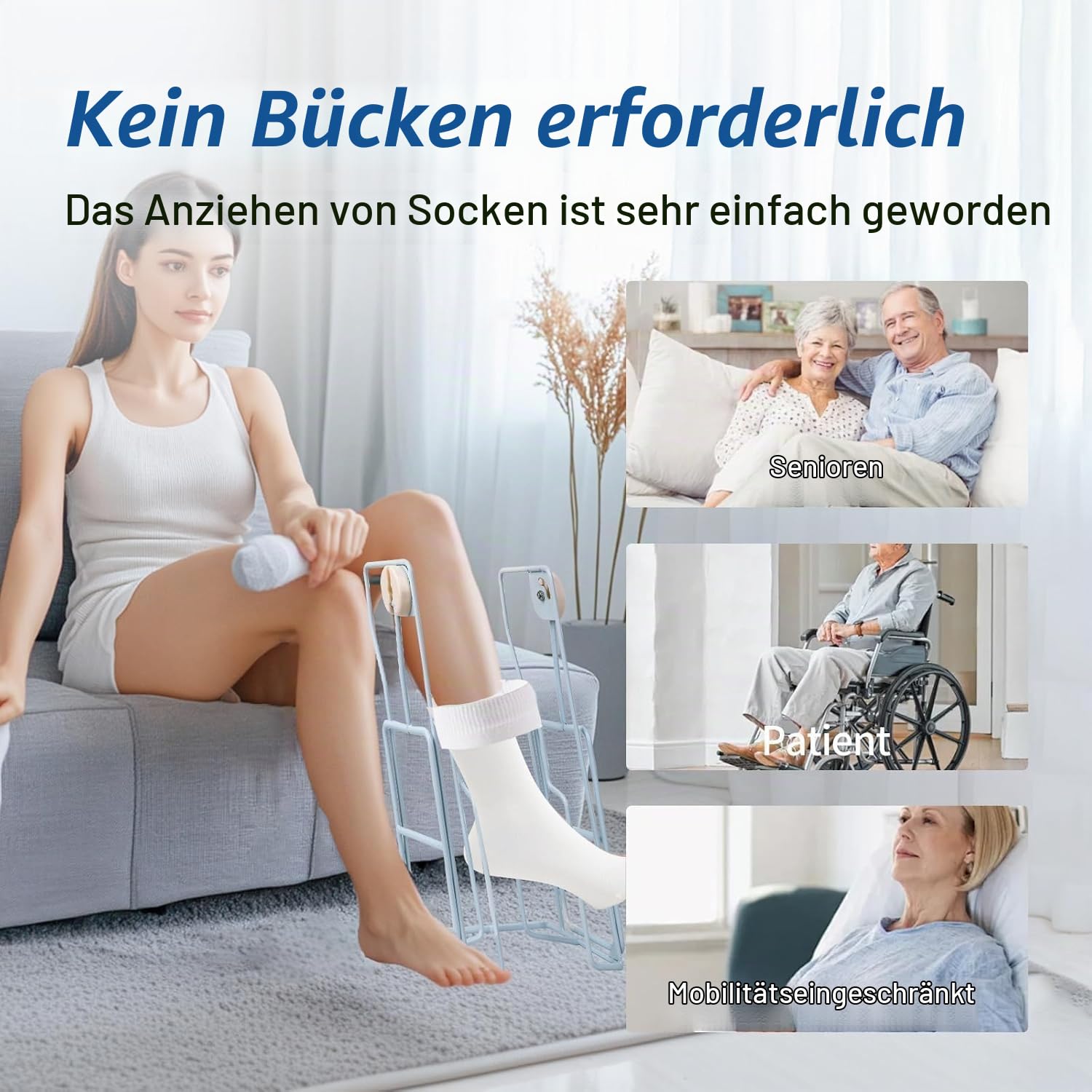 Faltbare Sockenanziehhilfe für Kompressionsstrümpfe - Anziehhilfe für Socken und Strümpfe, Ohne Bücken, Leicht zu Bedienen für Senioren​, Kompressionsstrümpfe Anziehhilfe