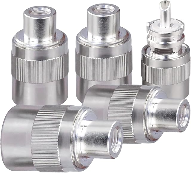 TUOLNK UHF Male Crimp Connector SO239 Silver Converter for RG58 RG142 Coaxial Cable PL259 Male Coaxial Adapter Compatiable with CB Ham Radio 5Pack