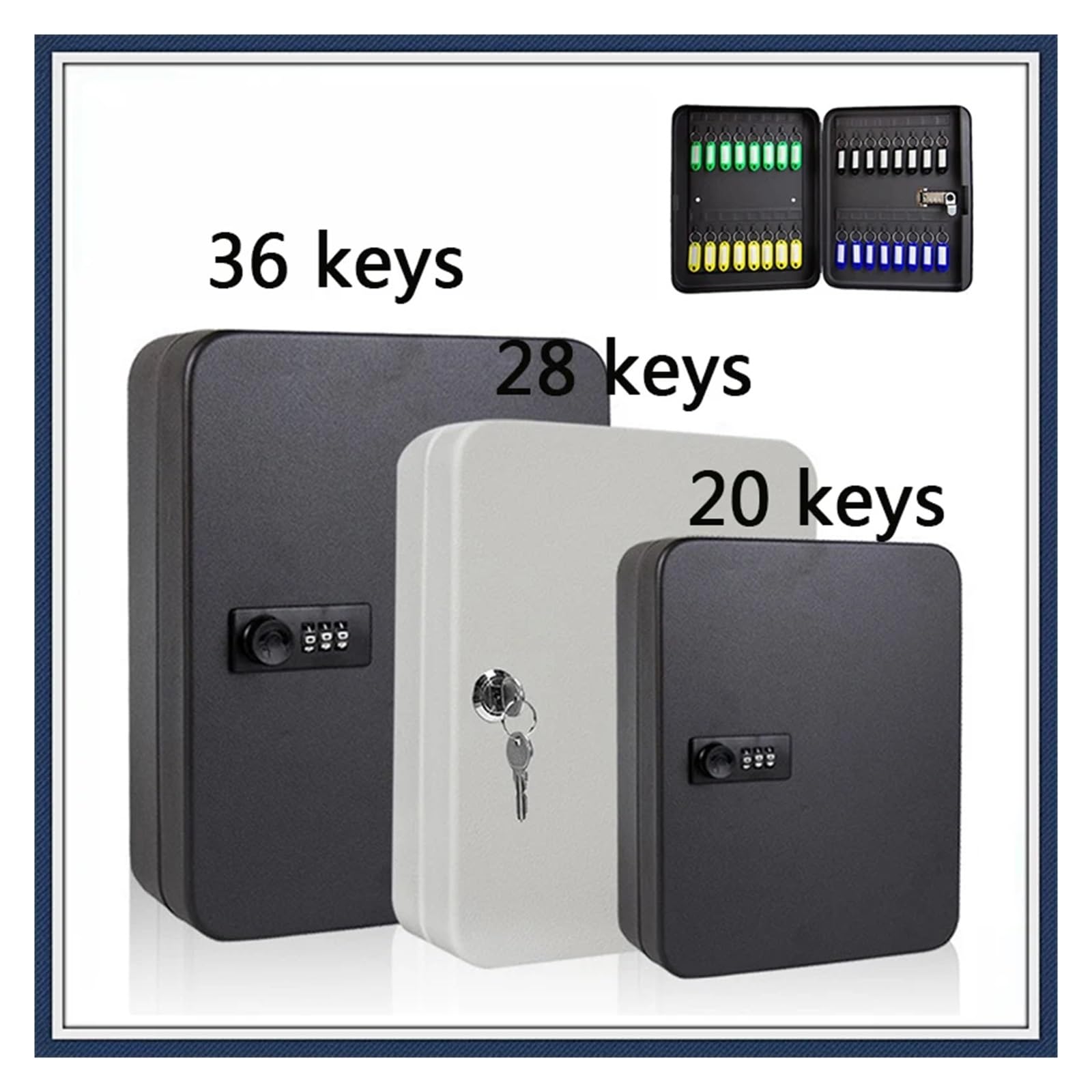 Secure Key Sto Box - Caja fuerte para llaves con contraseña para múltiples llaves, ideal para oficina en casa o trabajo y Slish (S-Negro-Código)